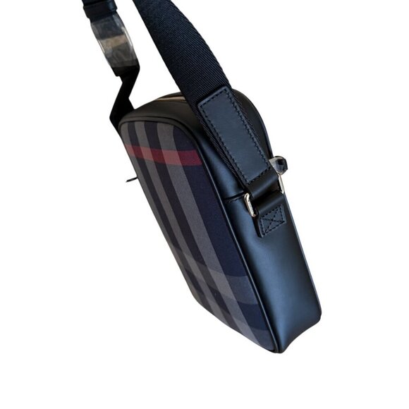 Burberry Paddy Crossbody IP Check Bag, Navy/Red with black leather - Picture 8 of 16